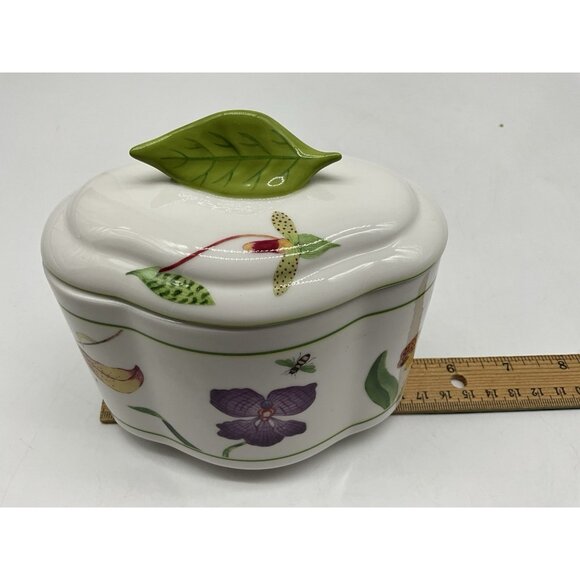 Lynn Chase Fantasia Decorated Covered Vanity Hand Painted Orchids and Butterfly - Picture 15 of 16